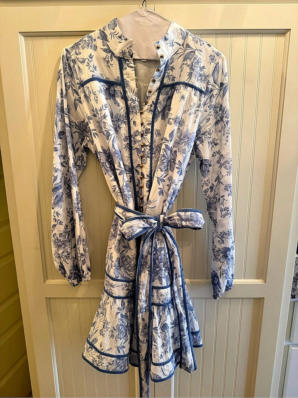 j.marie Floral Mini Dress in Blue & White Size Small